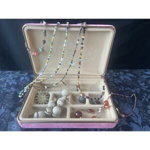 Vintage Bohemian Jewelry Lot Fetish Carved Bird Necklace Beads Sun Turtles